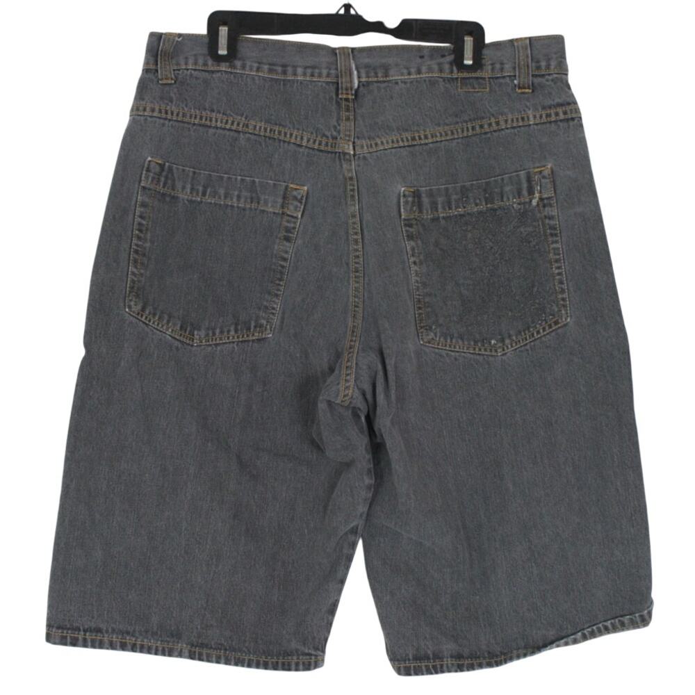 Vintage Karl Kani Mens 38 Gray Baggy Denim Shorts Y2K Hip Hop Skater